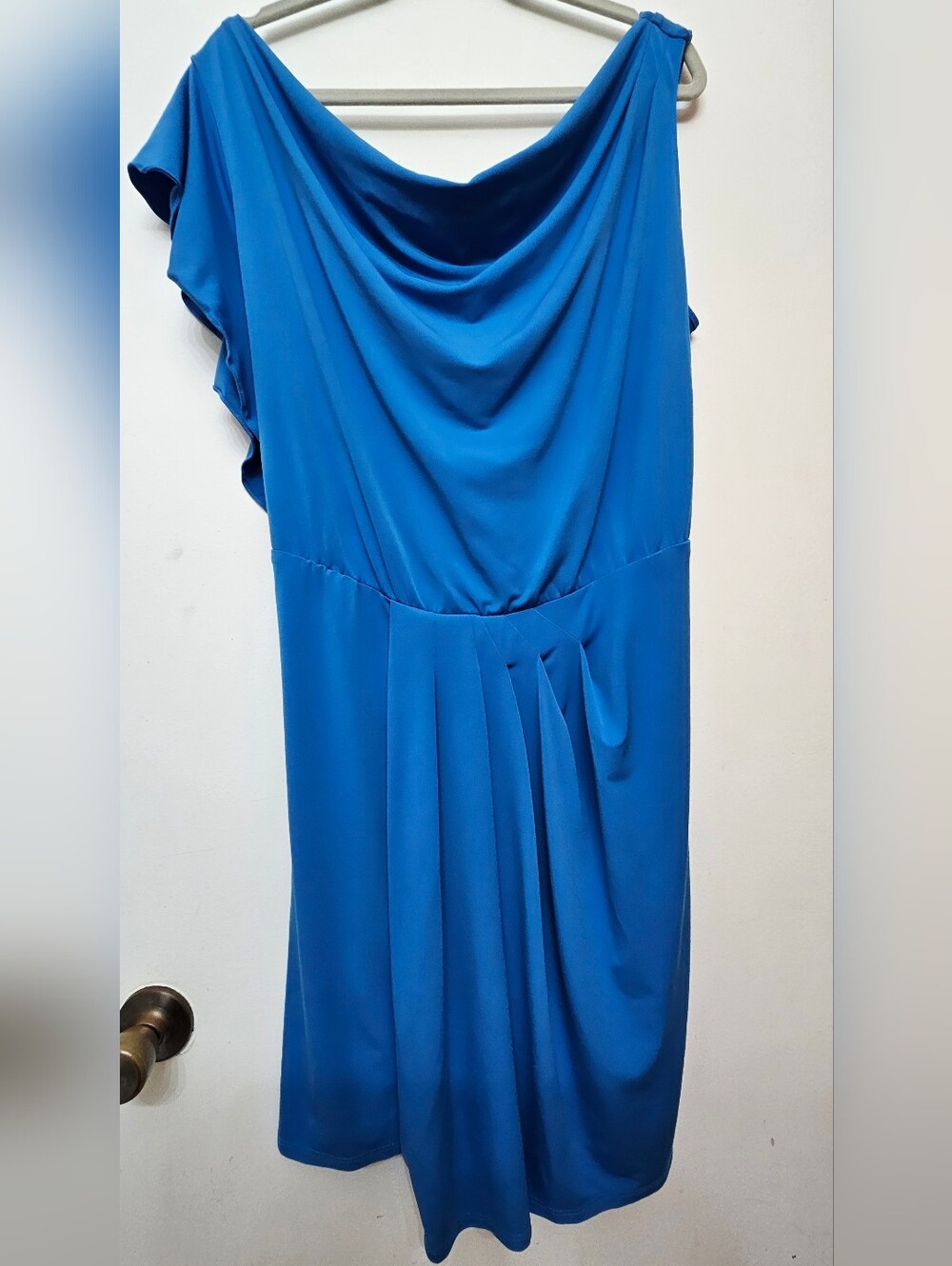 Vince Camuto Royal Blue One-Shoulder Draped Dress